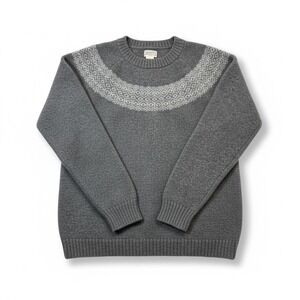 Duluth Trading Co Wool Cashmere Blend Gray Fair Isle Yoke Sweater Men's L